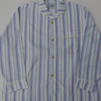june pajama set blue stripe with ivory piping