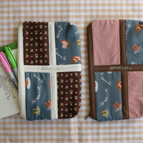 banryoku patchwork fastener pouch