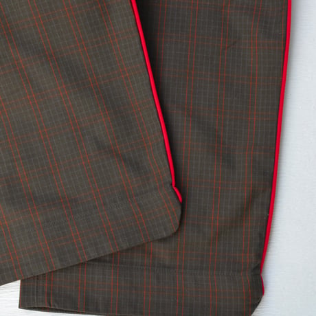 june pajama set brown check with red piping