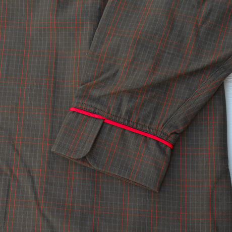 june pajama set brown check with red piping