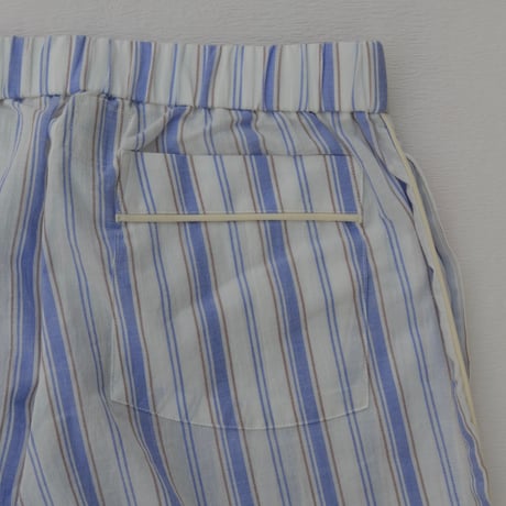 june pajama set blue stripe with ivory piping