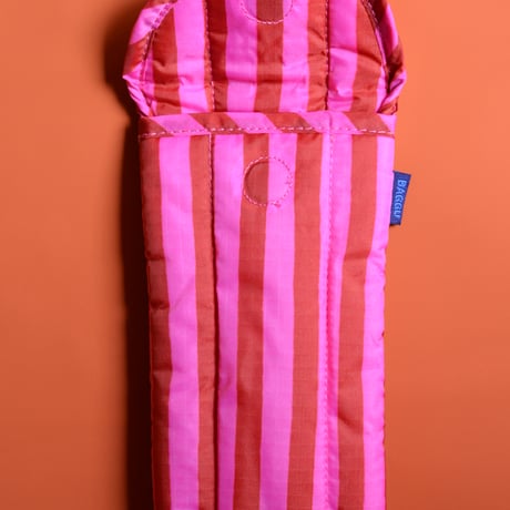 BAGGU / Puffy Glasses Sleeve Pink & Red Painted Stripe
