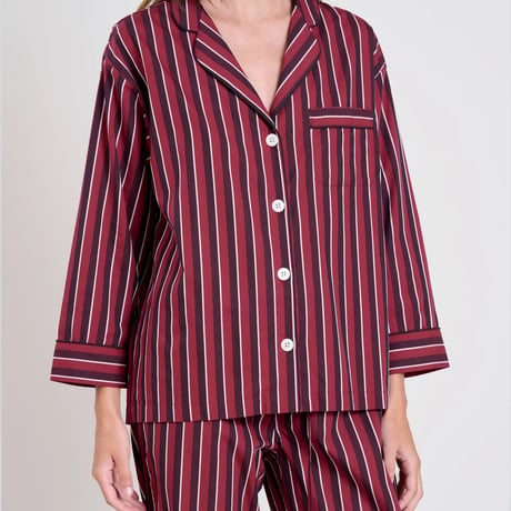 SLEEPY JONES / MARINA PAJAMA SET Bar Stripe Burgundy