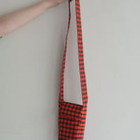 COMING OF AGE iPHONE CROSSBODY RED/BROWN GINGHAM CHECK