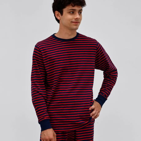 SLEEPY JONES / Keith Lounge Set Navy and Red Stripe