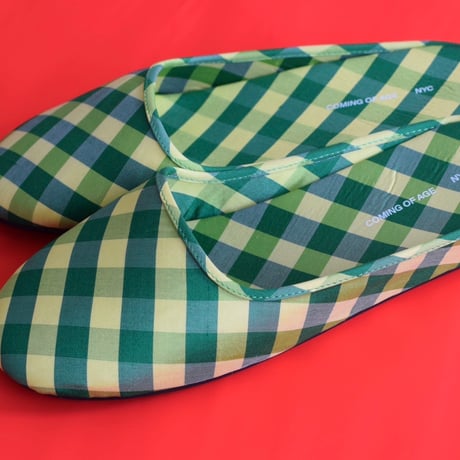COMING OF AGE / GINGHAM GREEN YELLOW SLIPPER