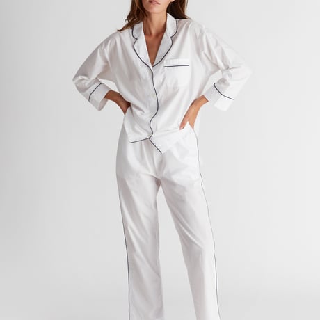SLEEPY JONES / Marina Pajama Set End on End White
