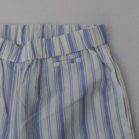 june pajama set blue stripe with ivory piping