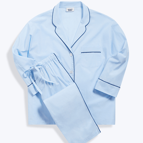SLEEPY JONES / Marina Pajama Set End on End Blue with Navy Piping