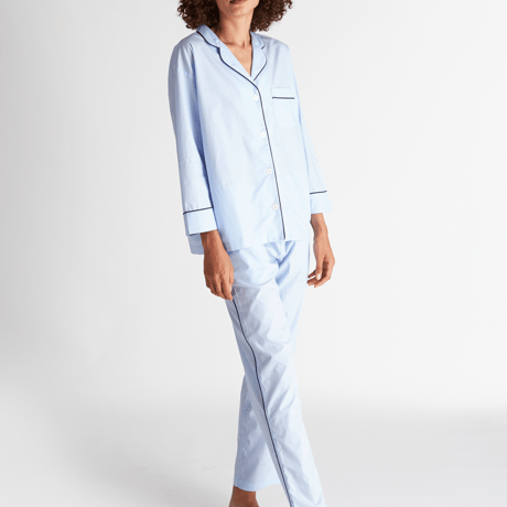 SLEEPY JONES / Marina Pajama Set End on End Blue with Navy Piping