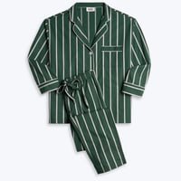 SLEEPY JONES / MARINA PAJAMA SET Hunter & Cream Sateen Stripe