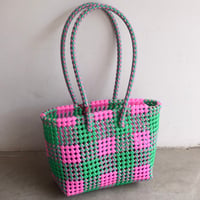 MOKA SCOUBIDOU BAG SMALL PINK/GREEN