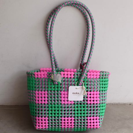MOKA SCOUBIDOU BAG SMALL PINK/GREEN