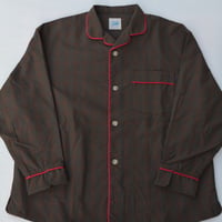 june pajama set brown check with red piping