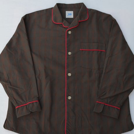 june pajama set brown check with red piping
