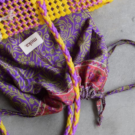 MOKA SCOUBIDOU BAG LARGE YELLOW/PURPLE