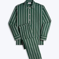 SLEEPY JONES/ Henry Pajama Set in Hunter & Cream Sateen Stripe