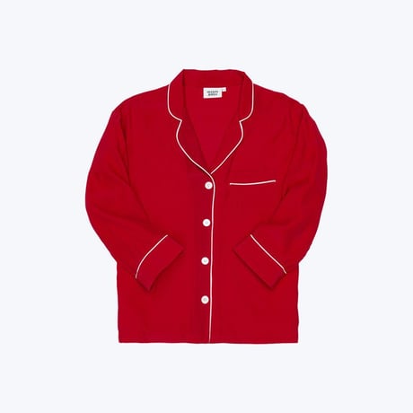 SLEEPY JONES // Silk Marina Pajama Shirt Red Carmeuse