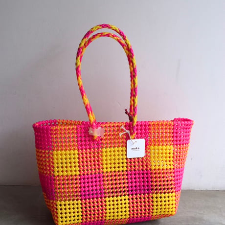 MOKA SCOUBIDOU BAG LARGE PINK/YELLOW
