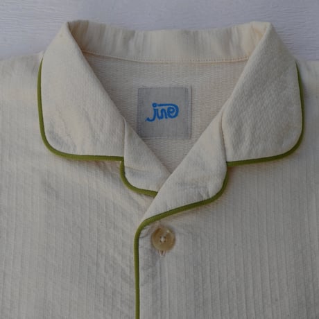 june pajama set ivory quilting with green piping