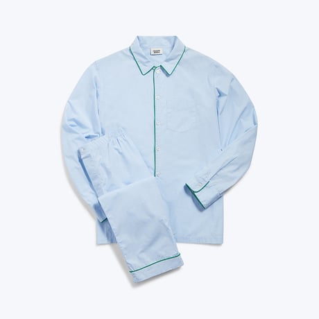 SLEEPY JONES // Henry Pajama Set End on End Blue green piping