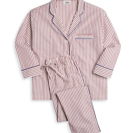 SLEEPY JONES / MARINA PAJAMA SET Bank Stripe Burgundy