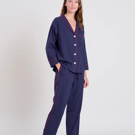 SLEEPY JONES / MARINA PAJAMA SET Navy Flannel