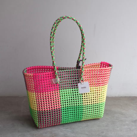 MOKA SCOUBIDOU BAG LARGE PINK/GREEN/CREAM
