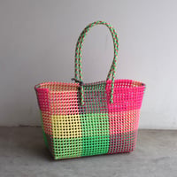 MOKA SCOUBIDOU BAG LARGE PINK/GREEN/CREAM