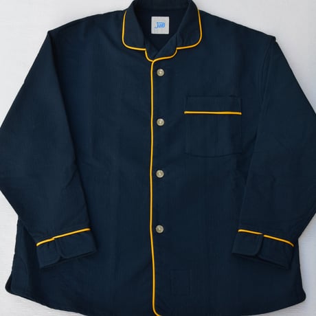 june pajama set navy quilting with yellow piping