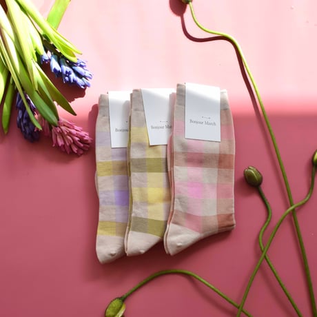 Bonjour March Soft Check Socks