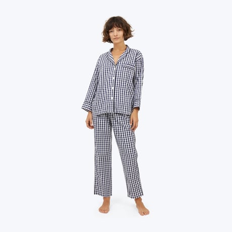 SLEEPY JONES // Marina Pajama Set Large Gingham Navy