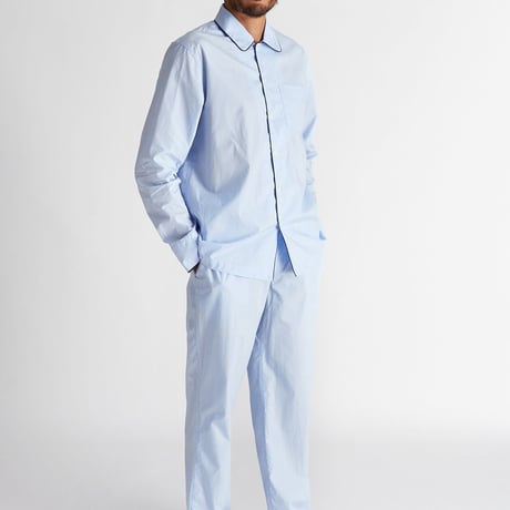 SLEEPY JONES / Henry Pajama Set End on End Blue Navy piping