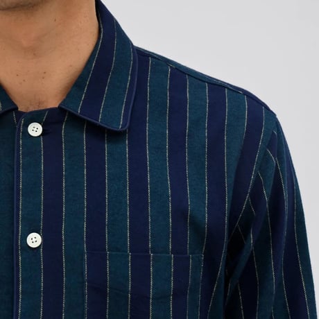 SLEEPY JONES / HENRY PAJAMA SET Navy and Gold Flannel Stripe