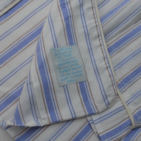 june pajama set blue stripe with ivory piping