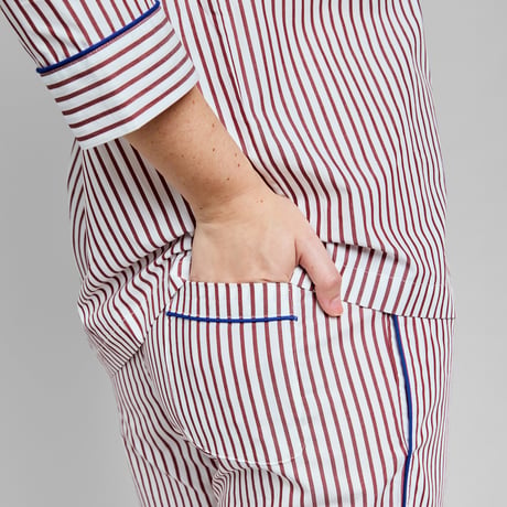 SLEEPY JONES / MARINA PAJAMA SET Bank Stripe Burgundy