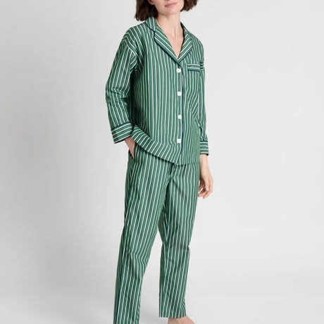 SLEEPY JONES / MARINA PAJAMA SET Shadow Stripe Green Navy & Cream