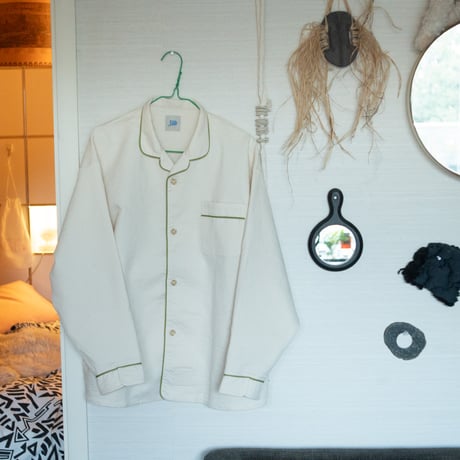 june pajama set ivory quilting with green piping