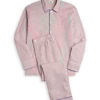 SLEEPY JONES/ Henry Pajama Set in Bank Stripe Burgundy