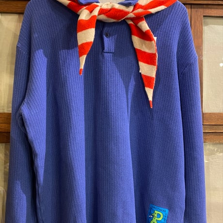 Jo Gordon / WIDE STRIPE TRIANGLE NECKERCHIEF POPPY & OATMEAL