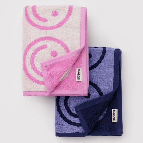 Hand Towel Set of 2 Happy Pink Blue
