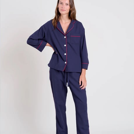 SLEEPY JONES / MARINA PAJAMA SET Navy Flannel