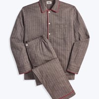 SLEEPY JONES / HENRY PAJAMA SET Brown Herringbone Flannel