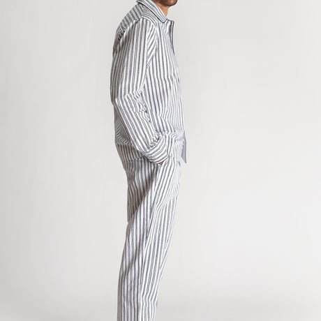 SLEEPY JONES / HENRY PAJAMA SET White & Blue Scribble Stripe