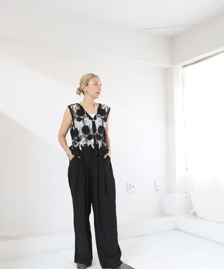 シースルー刺繍ジレ レディース フラワー刺繍 レースベスト / See-through embroidered vest