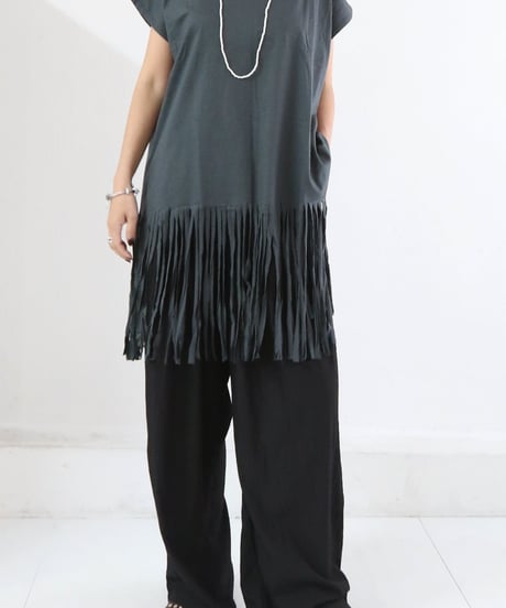 フリンジトップス レディース ロング丈 綿100% FRINGE TOPS