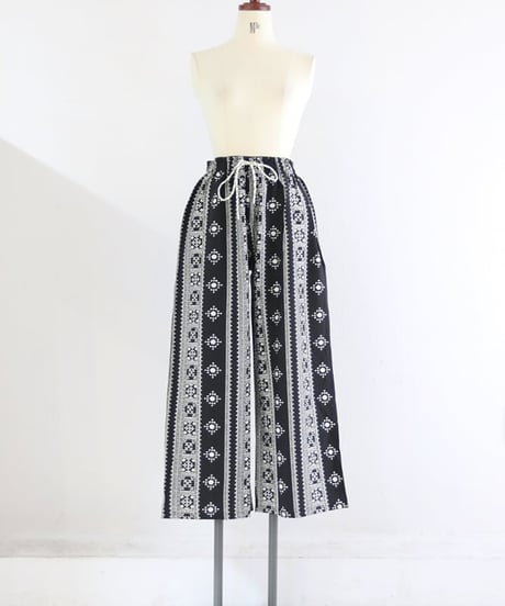 エスニックプリントワイドパンツ レディース / embroidery print pants