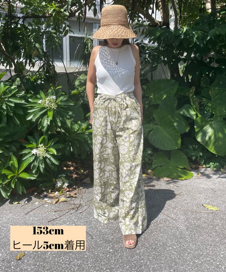 MWEZI ブロックプリント リラックスパンツ レディース Pants(BM5413）