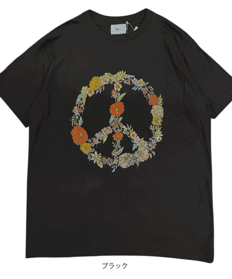 【MWEZI by ZURIsol 沖縄 レディースファッション/親子リンク/ペアルック】Flower Peace プリント Tシャツ(ADULT)MZ-15