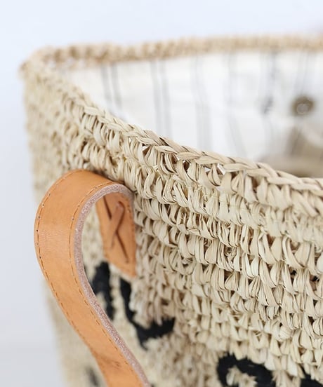 【MWEZI by ZURIsol 沖縄 バッグ 通販】STOLE MY BIRKIN BAG ラフィア トート レディース 牛革ハンドル 刺繍